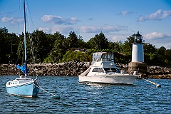Boats Moored By Fort Pickering Light